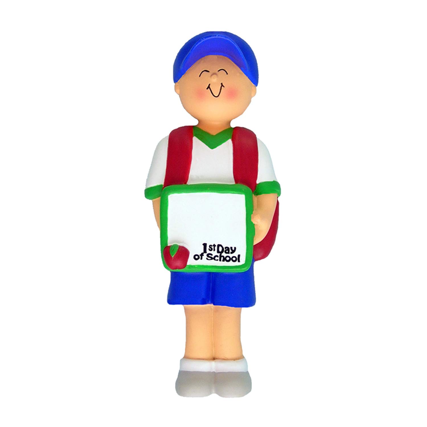 Personalized 2024 School Christmas Ornaments - First Day of School Keepsake for Students, Back to School Gift, Caucasian Boy Backpack Ornament by Elves | Perfect for Classroom Celebrations, Holiday Decor & Teacher Appreciation
