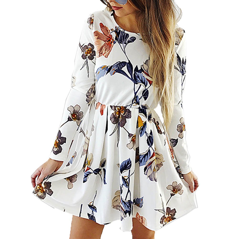 Floral Maternity Dress for Women - Long Sleeve Bodycon Swing Pleated Knee Length Dress for Pregnancy - Perfect for Baby Showers, Maternity Photos & Casual Outings