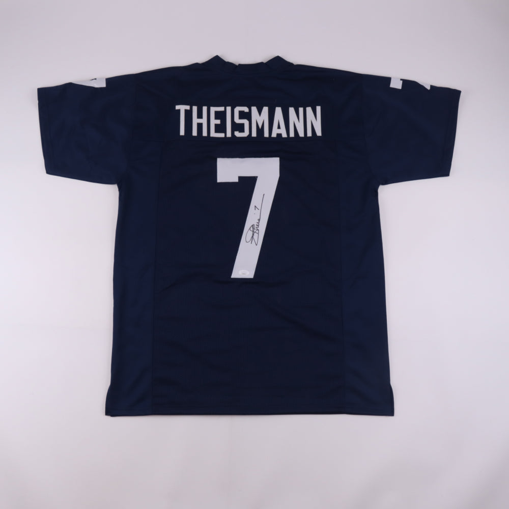Joe Theismann Autographed Notre Dame Blue #7 Jersey - Authentic Signed Football Collectible for Fans & Memorabilia Enthusiasts - Perfect for Display, Gifting, and Sports Collections