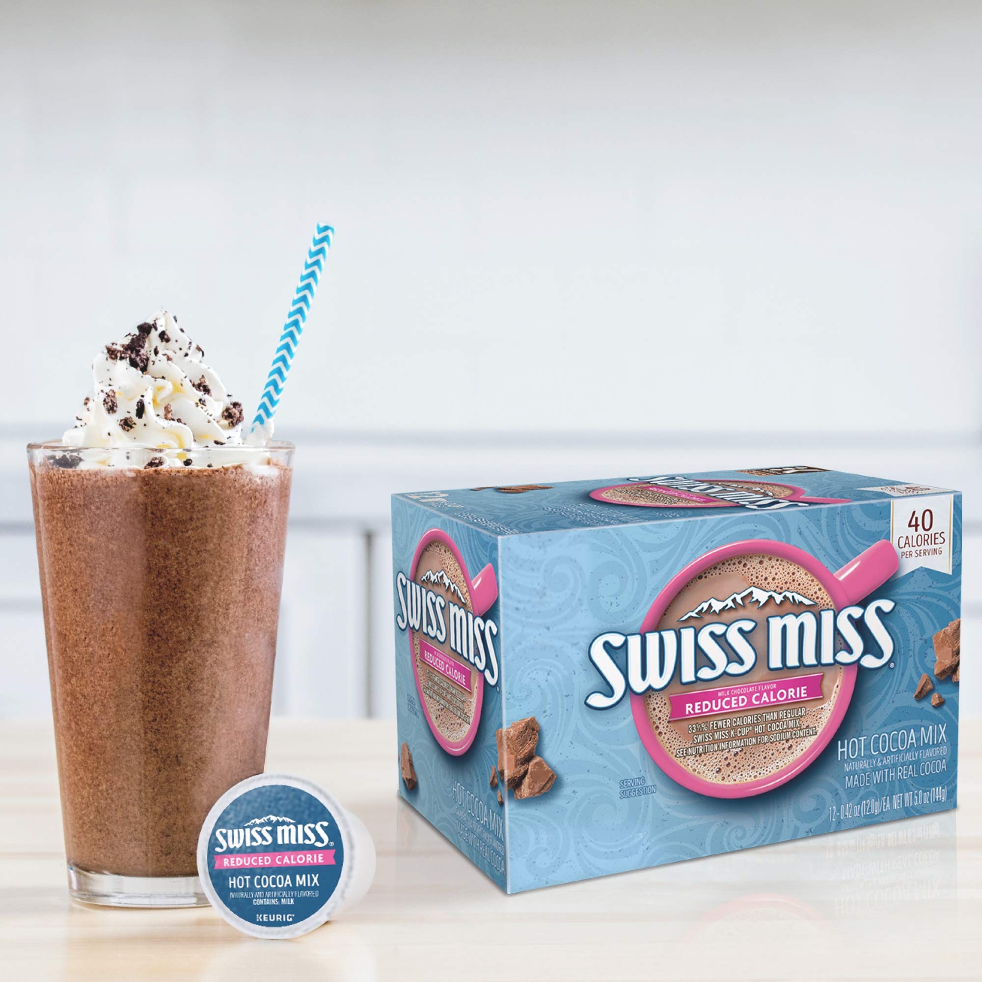 Swiss Miss Sensible Sweets Light Hot Cocoa Mix - Low Calorie Keurig K-Cup Pods (96 Count) - Perfect for Office, Home & Winter Comfort Drinks
