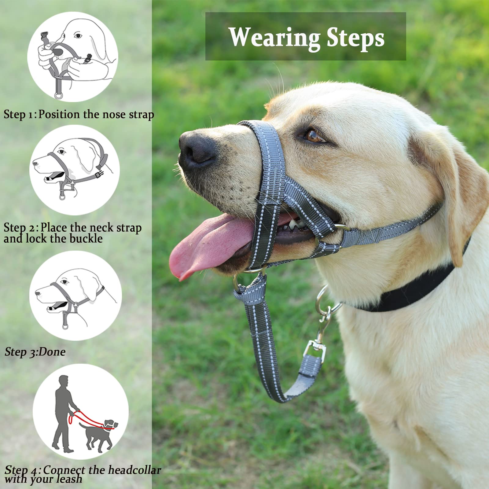 BARKLESS No Pull Dog Head Collar - Soft Padded Head Halter for Small Medium Large Dogs - Gentle Training Solution for Walking & Behavior Control
