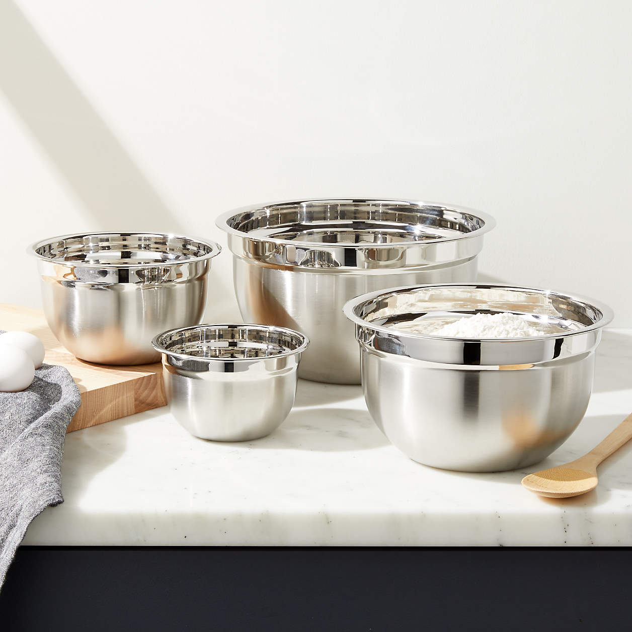 4-Piece Stainless Steel Mixing Bowls Set - Durable & Lightweight for Baking, Cooking, Meal Prep - Perfect for Mixing, Serving & Storing Food