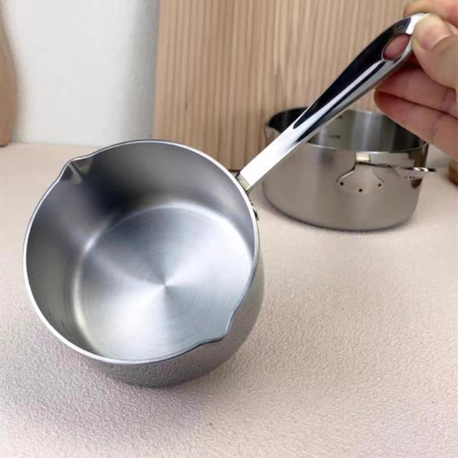 Stainless Steel Butter Warmer Pot - 14 Oz Small Sauce Pan for Melting Chocolate, Heating Milk & Coffee - Durable Kitchen Cooking Pot for Baking, Desserts & Hot Beverages