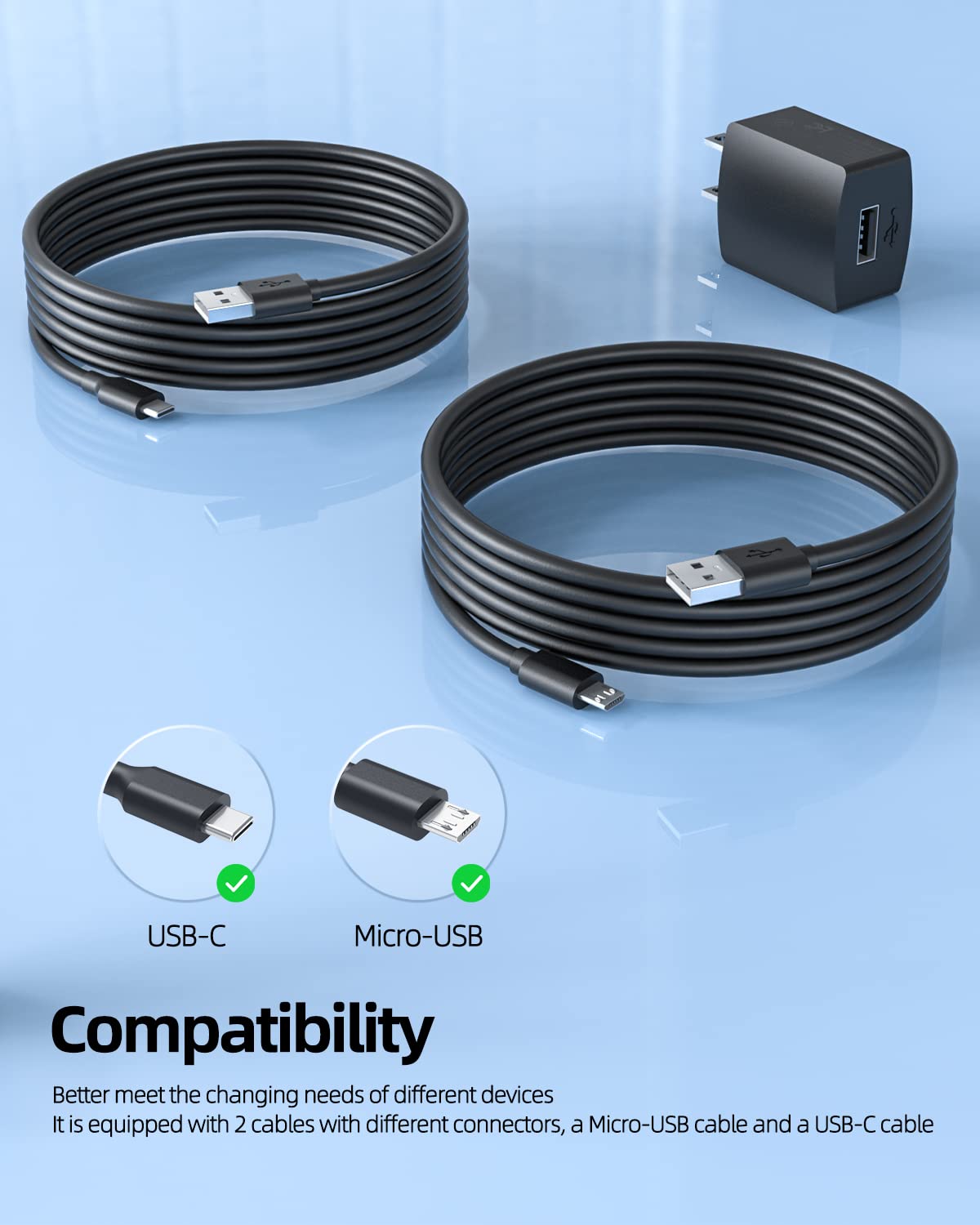 10W Fast Charger for Lenovo Tablets - Dual Port Micro USB & USB-C Adapter - Perfect for Home, Office, and Travel Charging