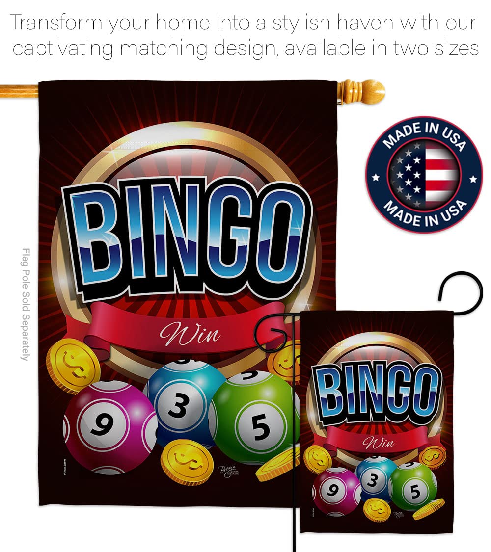 Breeze Decor Bingo House Flag Set 28x40 with Pole - Outdoor Garden Decor