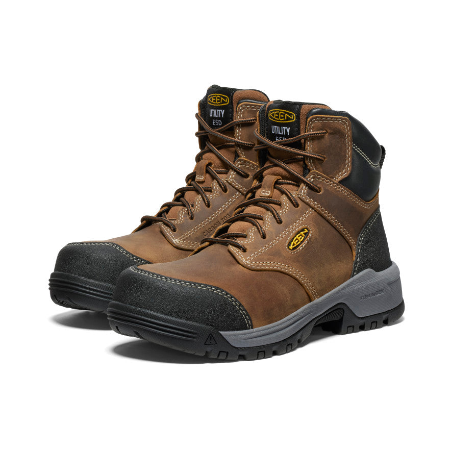 Women's Evanston 6 ESD Safety Boot with Carbon Toe - Bison/Black | Slip-Resistant Work Shoes for Electricians & Industrial Workers