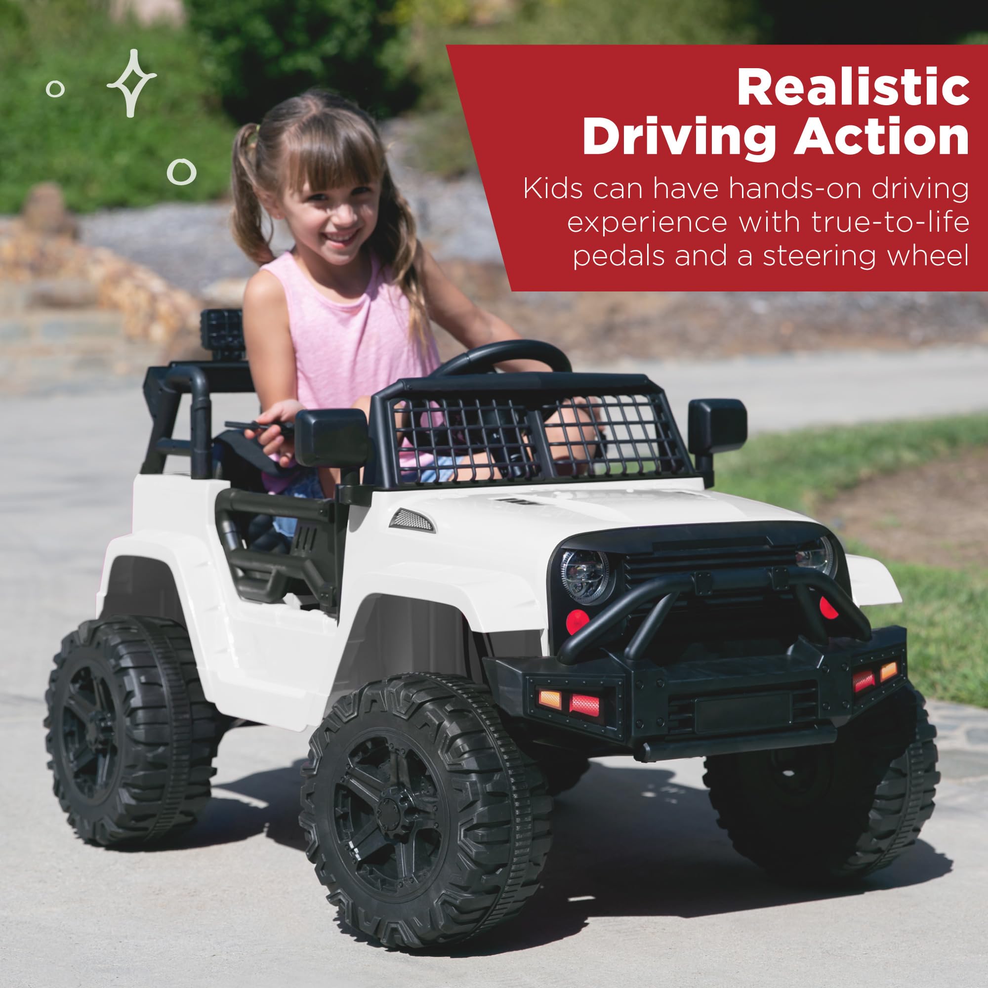 Best Choice Products 12V Kids Ride On Truck Car with Parent Remote Control, Spring Suspension, LED Lights & AUX Port - White Electric Toy Vehicle for Boys & Girls | Perfect for Birthday Gifts, Outdoor Play & Backyard Fun