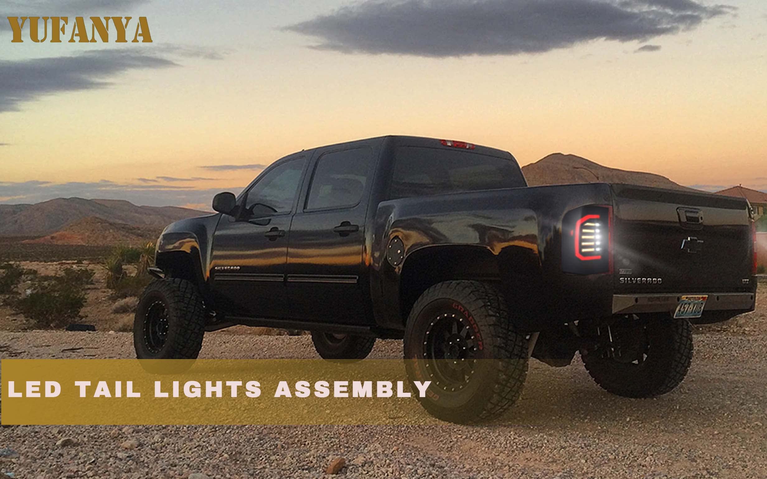 YUFANYA Full LED Tail Lights for 2007-2013 Chevy Silverado - Black Housing Brake Reverse Turn Signal Lamps (Driver & Passenger Side) - Upgrade Your Truck's Style & Safety for Night Driving & Off-Road Adventures