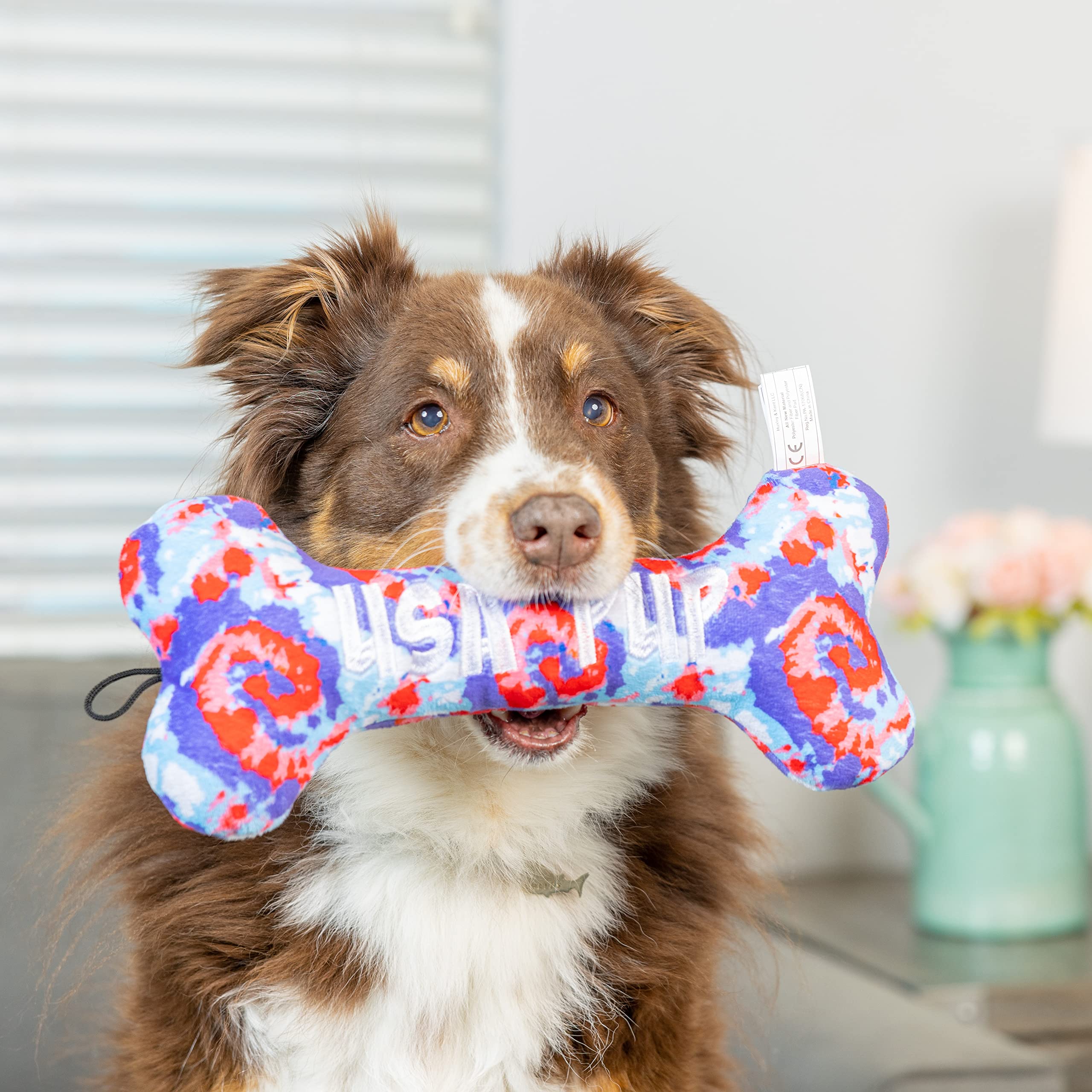 Huxley & Kent Squeaky Dog Toy for Small Dogs - USA Made 4th of July Themed Plush Bone with Squeaker | Fun, Durable & Safe Chew Toy | Perfect Gift for Puppies & Dog Lovers | Great for Playtime, Training & Holiday Celebrations