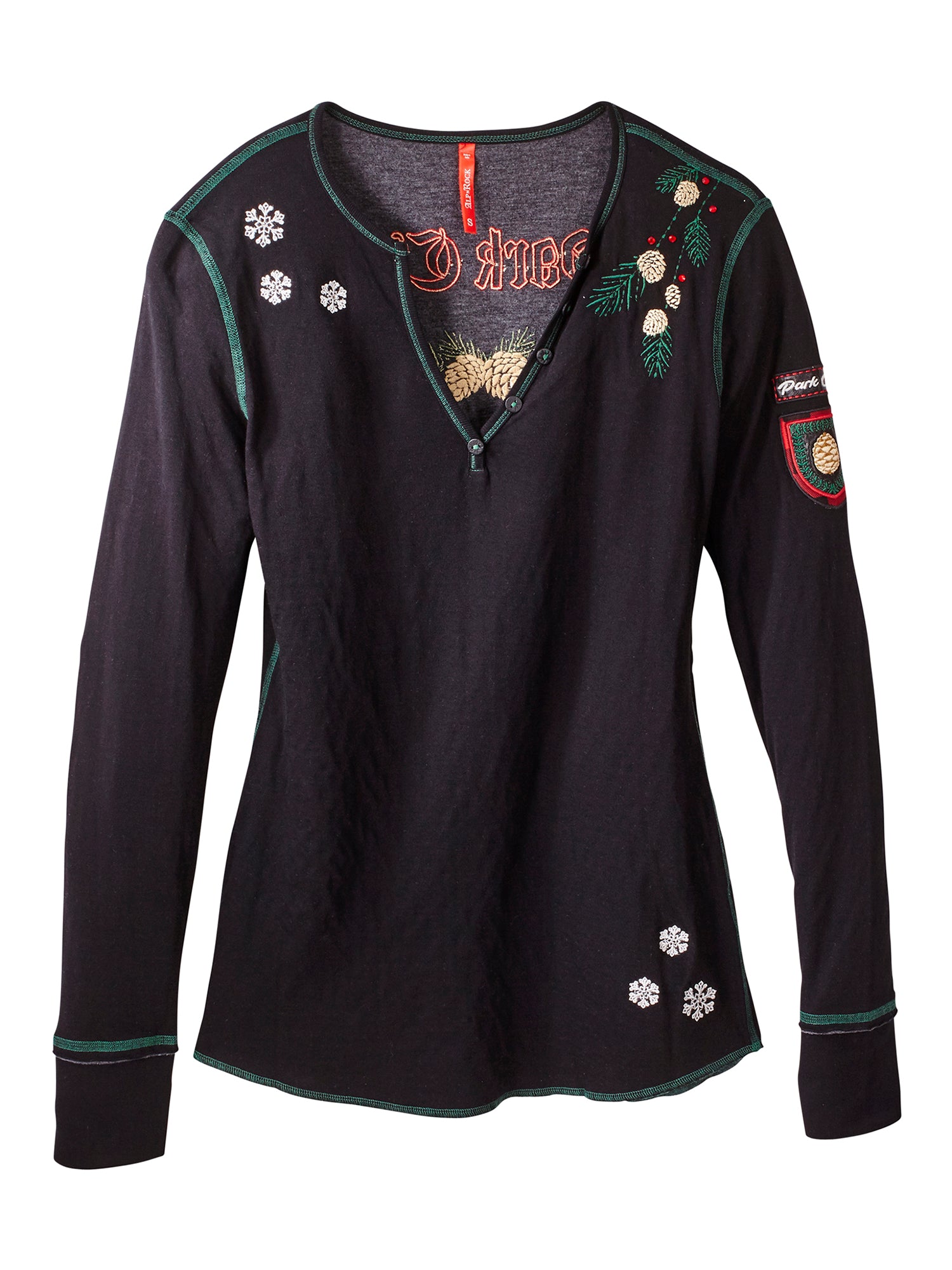 Pine Cone Embroidered Henley Shirt for Men - Soft Cotton Casual Button-Up Shirt with Unique Nature Design - Perfect for Outdoor Adventures, Fall Fashion & Cozy Layering