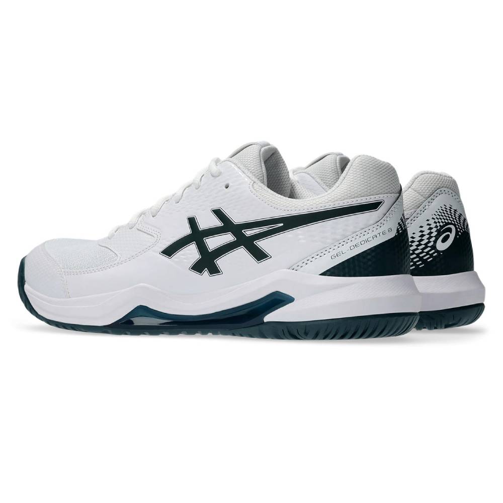 ASICS Gel-Dedicate 8 Wide Men's Tennis Shoes - White/Saxon Green - Breathable Court Sneakers for Tennis, Pickleball & Casual Wear