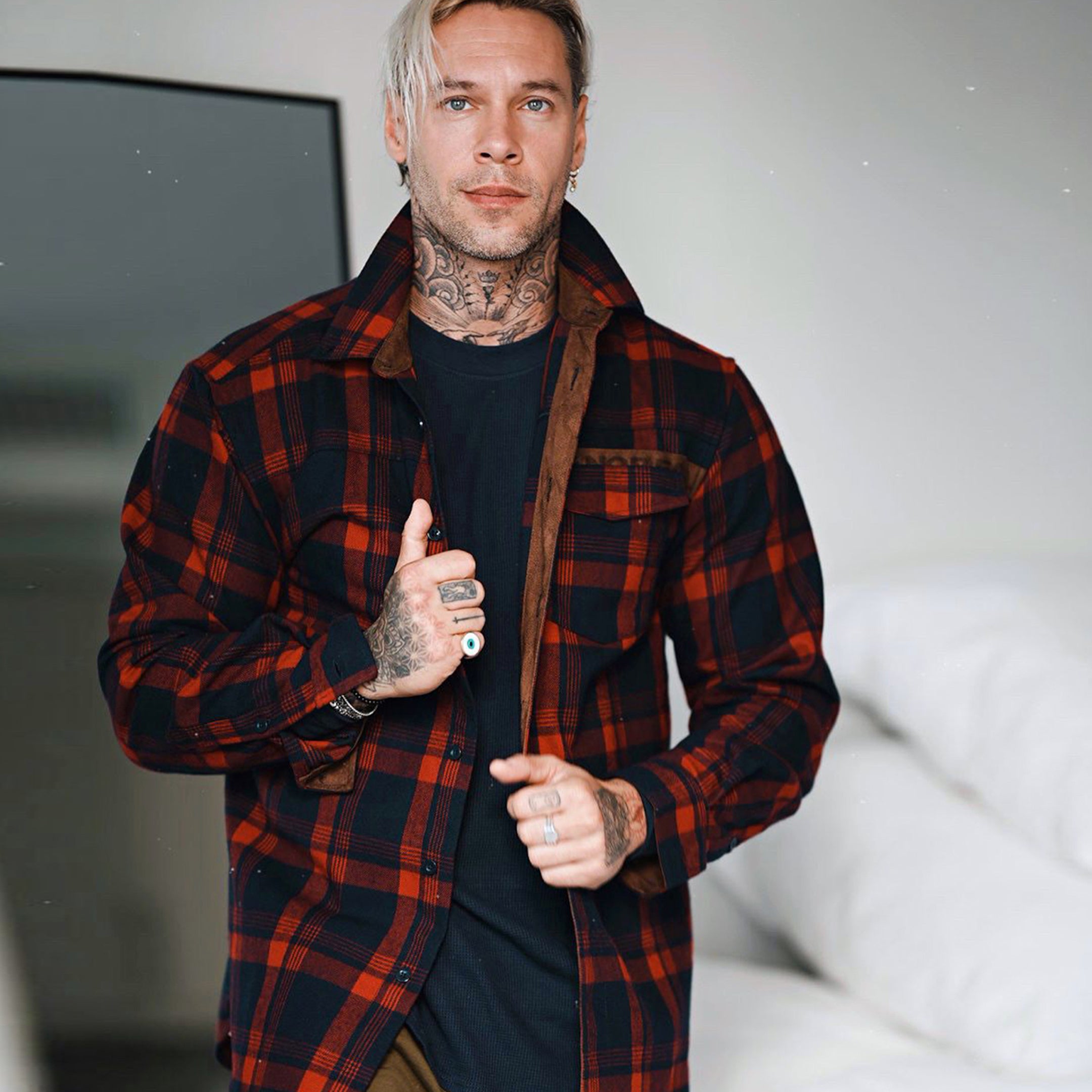 Men's Forever Flannel Shirt - Classic Red Plaid for Casual & Outdoor Wear - Perfect for Fall, Winter & Layering