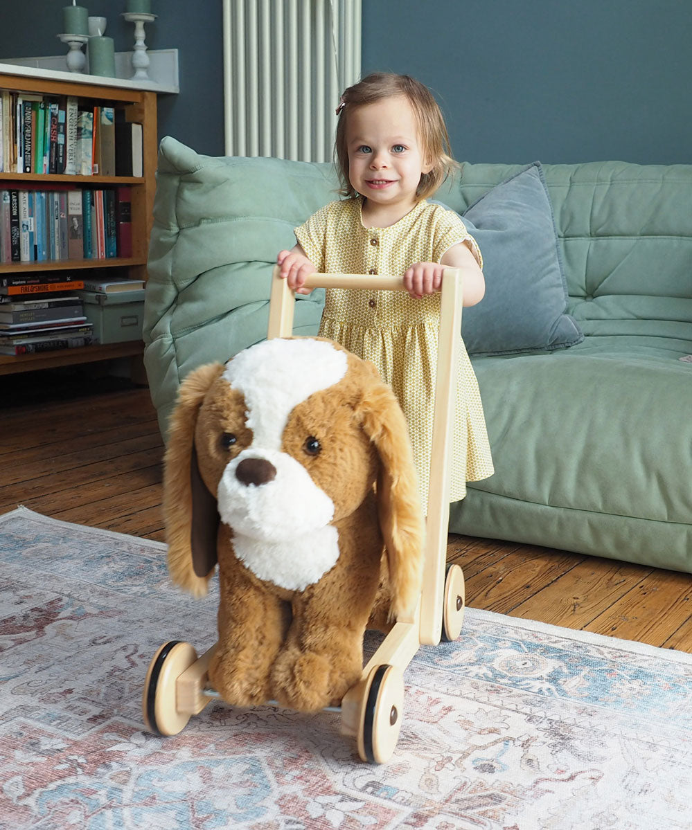 Peanut Pup Baby Walker - Adjustable Infant Walking Assistant for Toddlers 12-24 Months - Safe & Sturdy First Steps Trainer for Home and Playtime