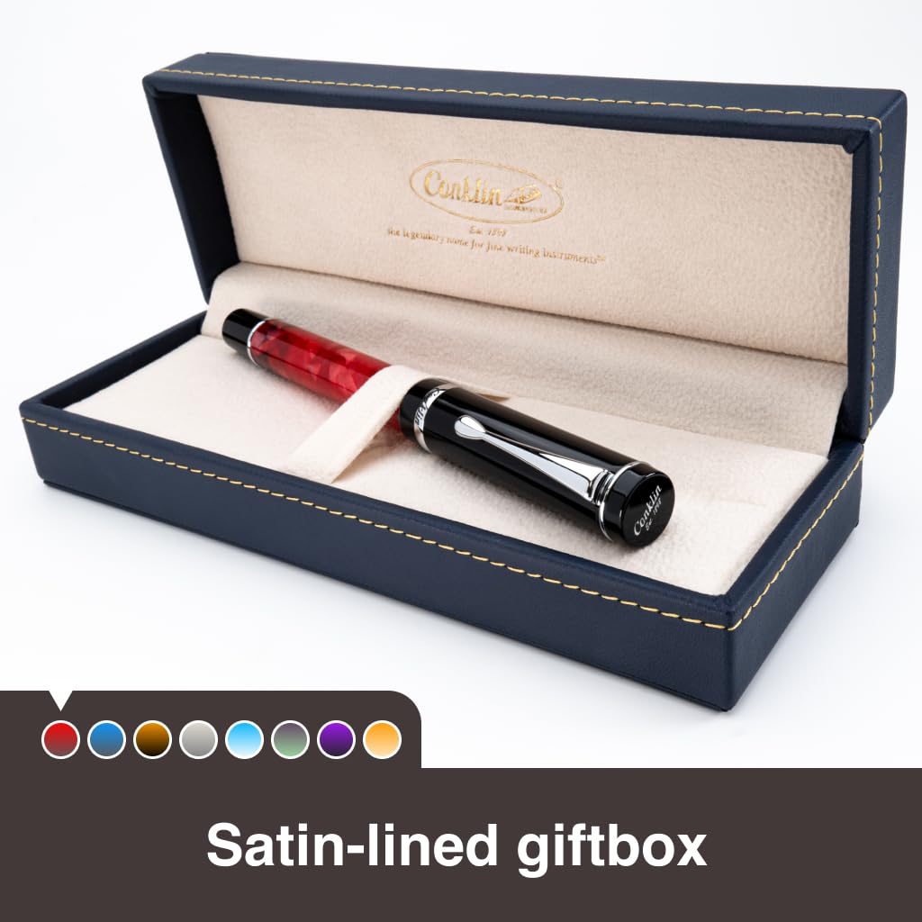 Conklin Duragraph Fountain Pen - Red Nights Fine Nib Luxury Writing Instrument with Bold Red Finish | Perfect for Calligraphy, Journaling & Signature Writing