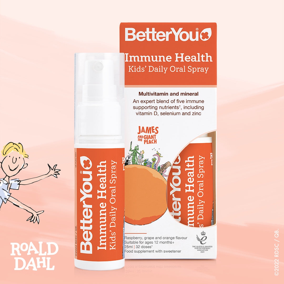 BetterYou Roald Dahl Immune Support Oral Spray 25ml - Boost Immunity & Wellness for Kids & Adults - Perfect for Travel, School & Daily Health