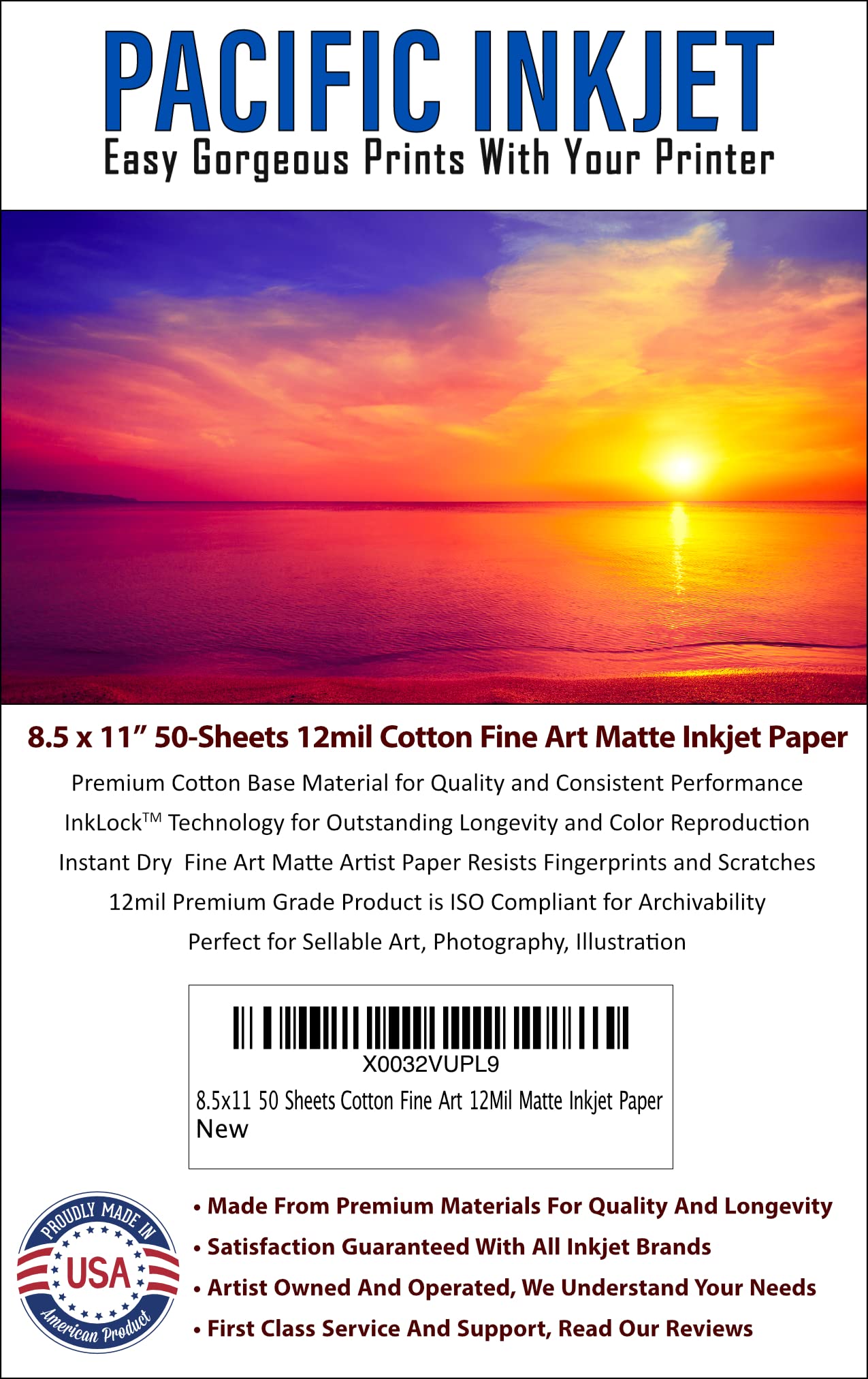 Premium 100% Cotton Fine Art Paper 8.5x11 Inches - 50 Sheets 12mil Archival Quality for Inkjet Printers - Ideal for Photography, Art Prints & Professional Projects - Perfect for Galleries, Portfolios & Home Decor