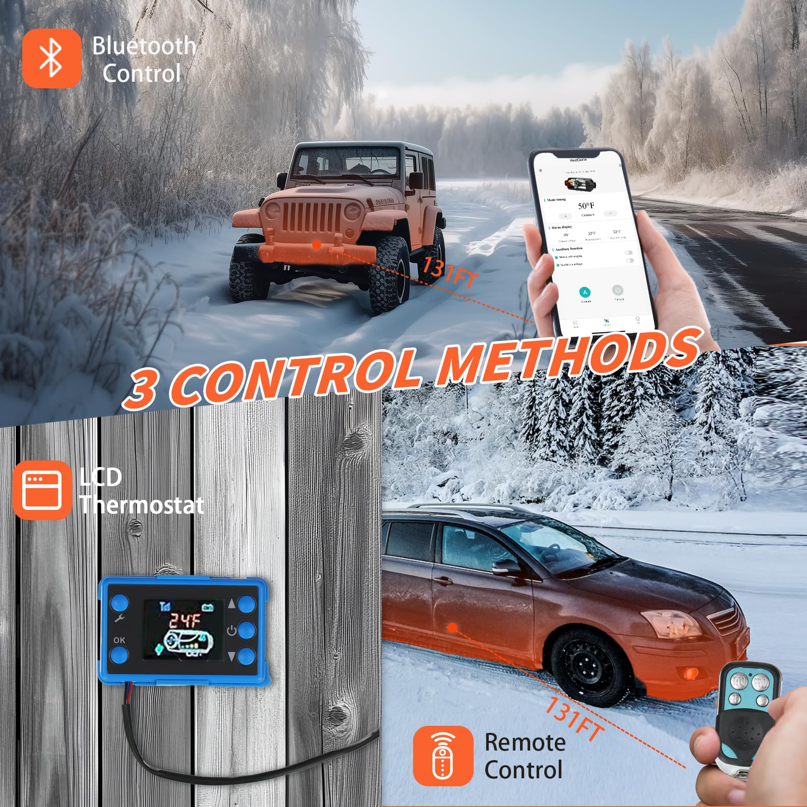 8.3KW Diesel Heater with Bluetooth & LCD Panel - 12V/24V Portable Air Heater for Cars, Vans, RVs, Trucks & Indoor Spaces - Efficient Heating Solution for Winter Camping, Road Trips & Garage Workshops