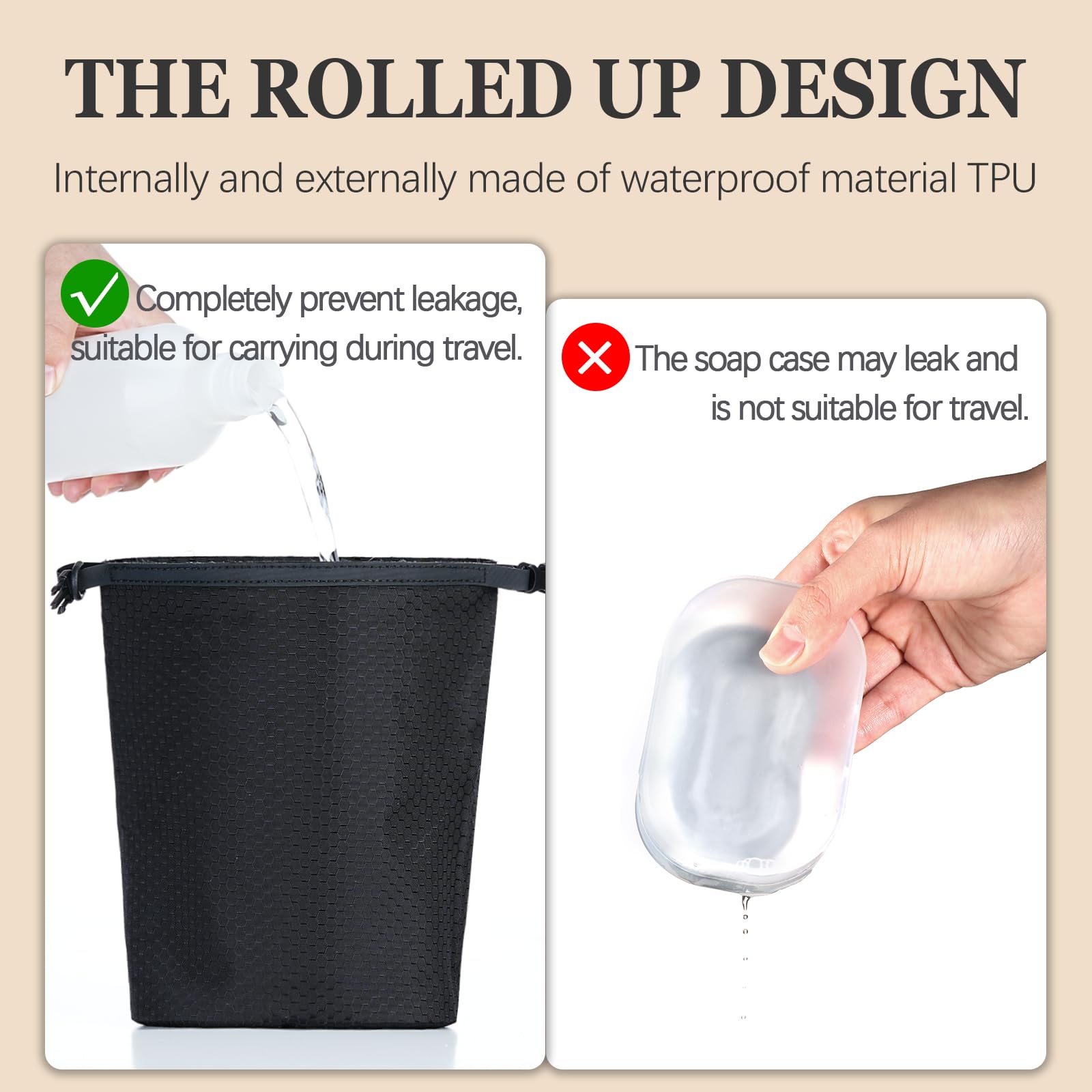 2 Pack Travel Soap Bag - Waterproof & Leakproof Soap Holder for Large & Standard Bar Soaps - Portable Soap Container Case for Camping, Gym, Hiking & Travel Accessories (Black)