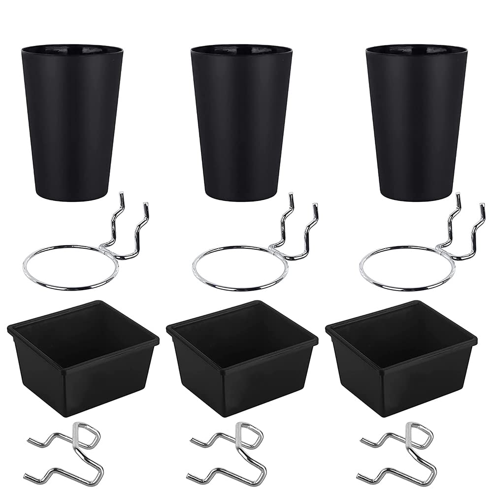 Ieegkit 6 Sets Plastic Storage Bins with Hooks - Hanging Organizer Cups for Car, Kitchen, Bathroom & Office - Perfect for Cup Holders, Keys, Utensils & Small Items