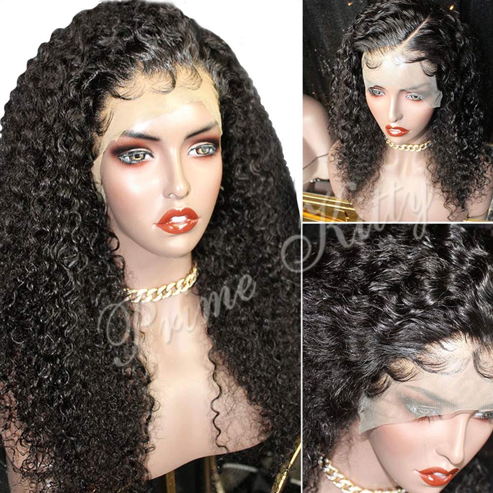 150% Density 9A Remy Brazilian Human Hair Wig for Black Women - Kinky Curly 360 Lace Frontal Wig with Baby Hair | Pre-Plucked Deep Curly 12