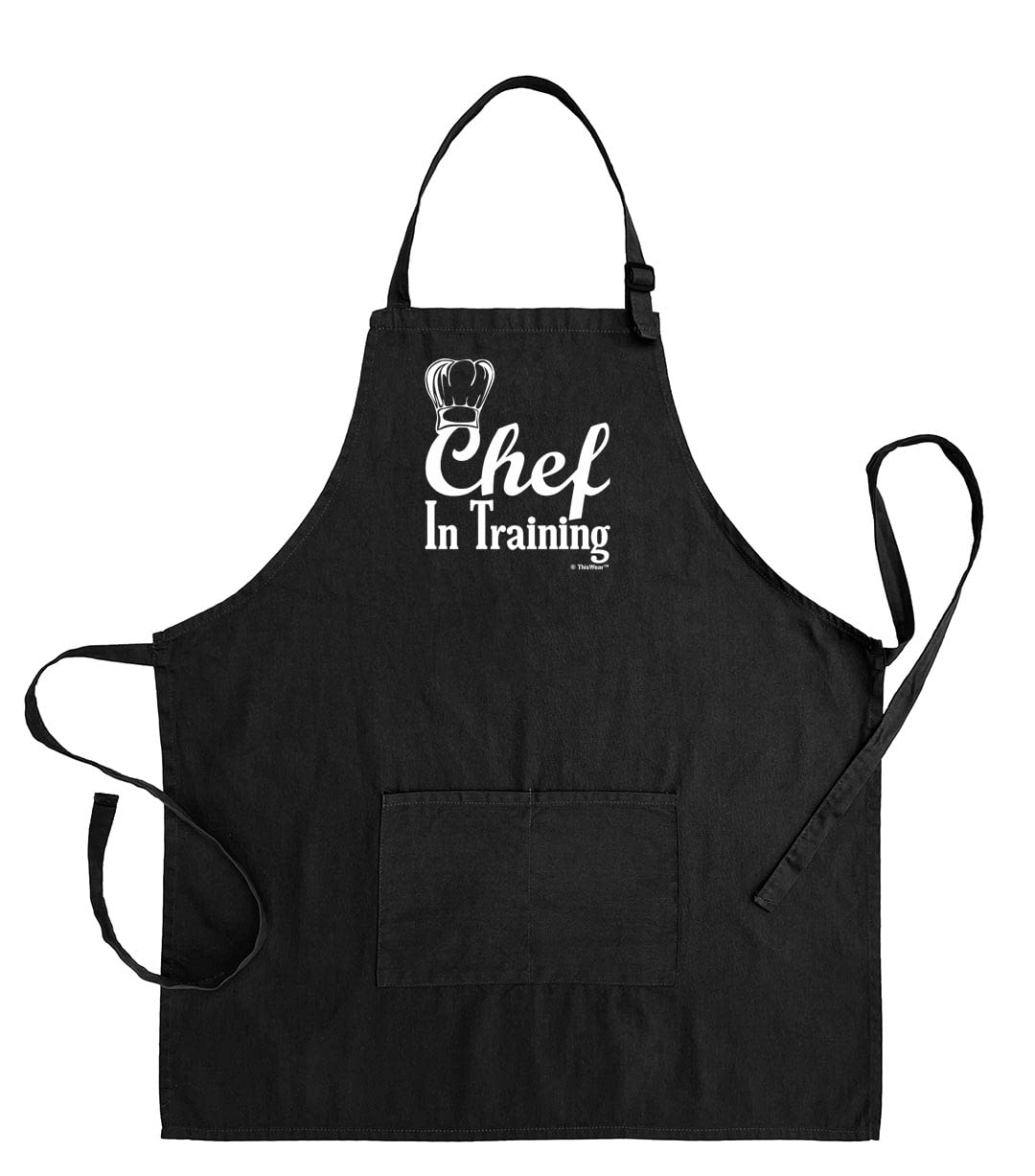 ThisWear Funny 'Chef in Training' Kitchen Apron with Two Pockets - Perfect for Cooking Classes, BBQ Parties & Home Chef Gifts