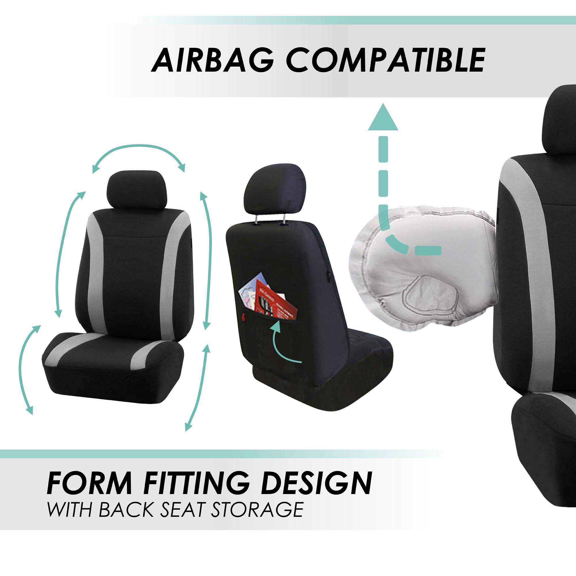 Premium FH Group Cosmopolitan Beige Car Seat Covers - Universal Fit for Cars & Vans | Airbag Compatible, Split Rear Design | Includes Vinyl Floor Mats Set | Durable Protection for Daily Commute, Road Trips & Family Travel