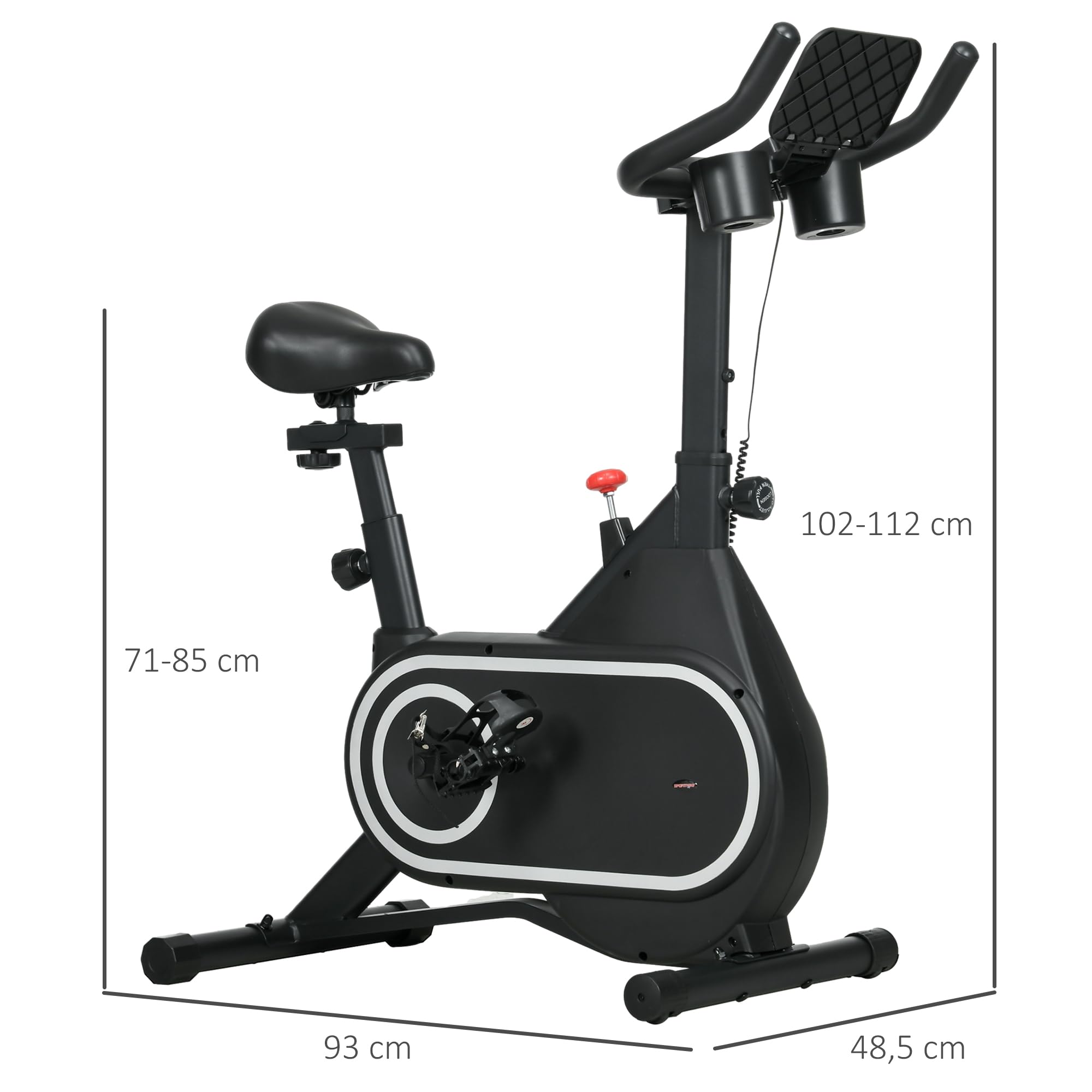 HOMCOM Indoor Cycling Bike - Quiet Magnetic Exercise Bike with LCD Display, Adjustable Seat & Handlebars, iPad Holder & Cup Holder - Cardio Workout Bike for Home Gym (Black Steel) | Perfect for Home Fitness, Apartment Workouts & Low-Impact Cardio Training