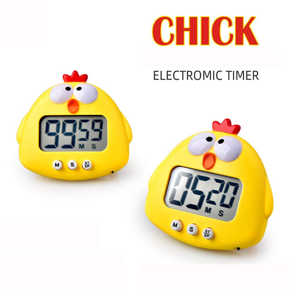 Cartoon Chick Electronic Timer - 99 Minute Kitchen Timer with Loud Alarm for Cooking, Baking, and Lab Experiments | Countdown Clock for Kids & Adults