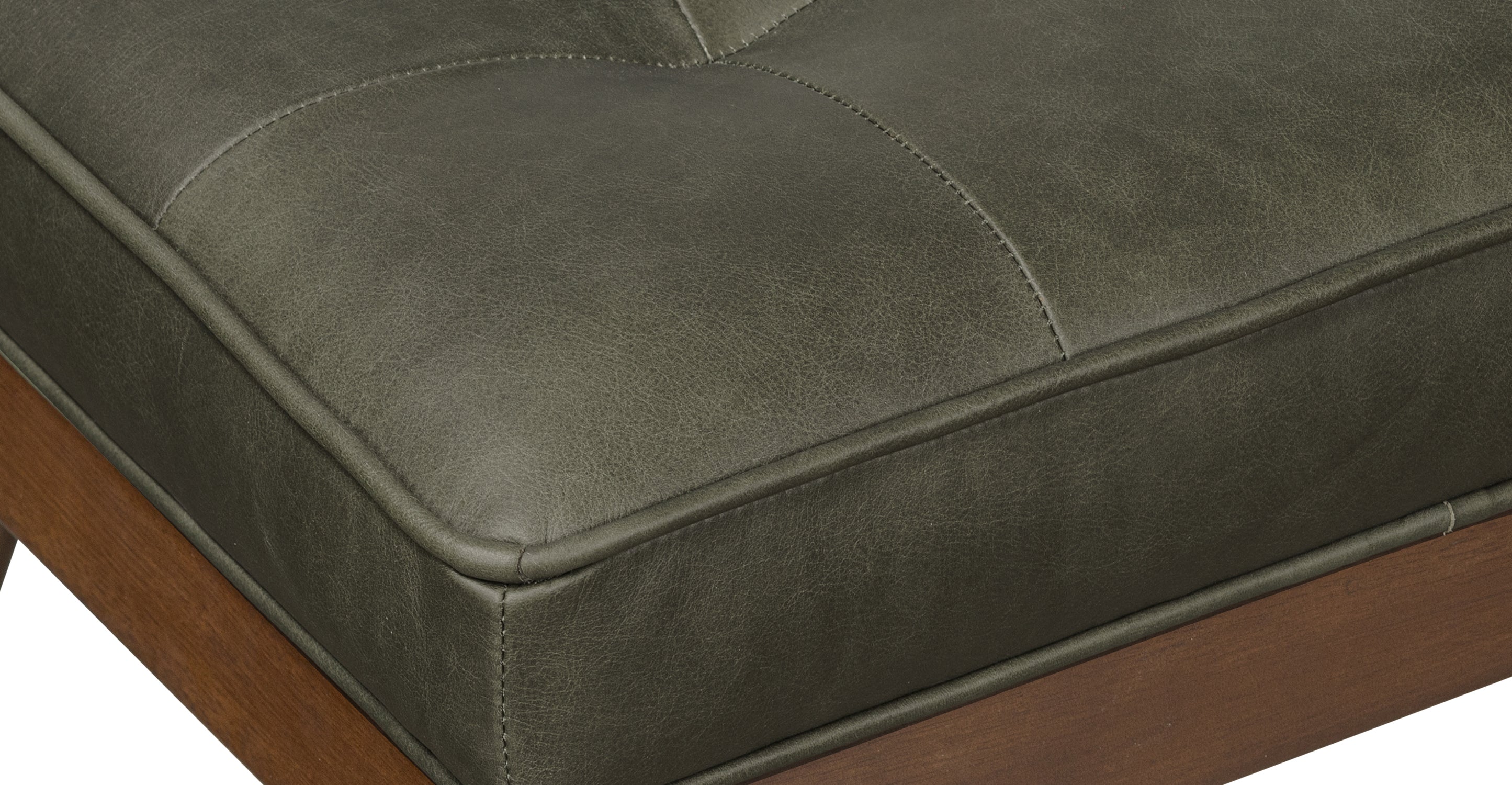 Luca Leather Bench - Modern Upholstered Storage Ottoman with Tufted Design for Living Room, Bedroom, or Entryway - Durable Faux Leather Seat with Sturdy Wooden Legs - Perfect for Extra Seating, Footrest, or Stylish Home Decor