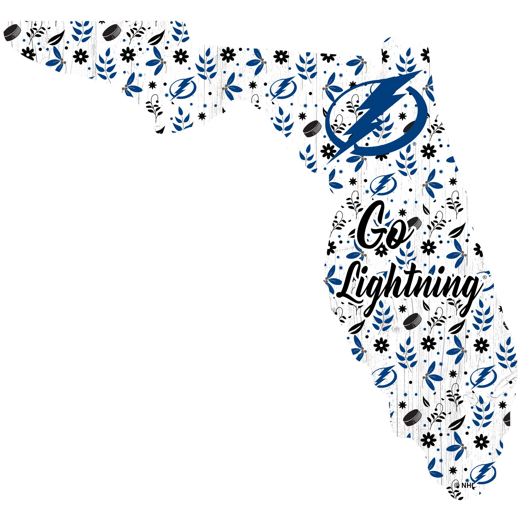 Fan Creations NHL Tampa Bay Lightning Unisex Floral State Sign - 12 Inch Team Color Home & Office Decor for Hockey Fans