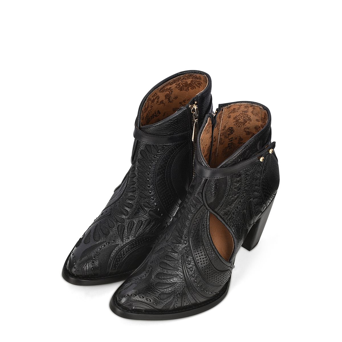**Women's Black Western Cowgirl Ankle Boots - Genuine Cowhide Leather - Stylish & Comfortable for Rodeo, Country Dancing & Everyday Wear**