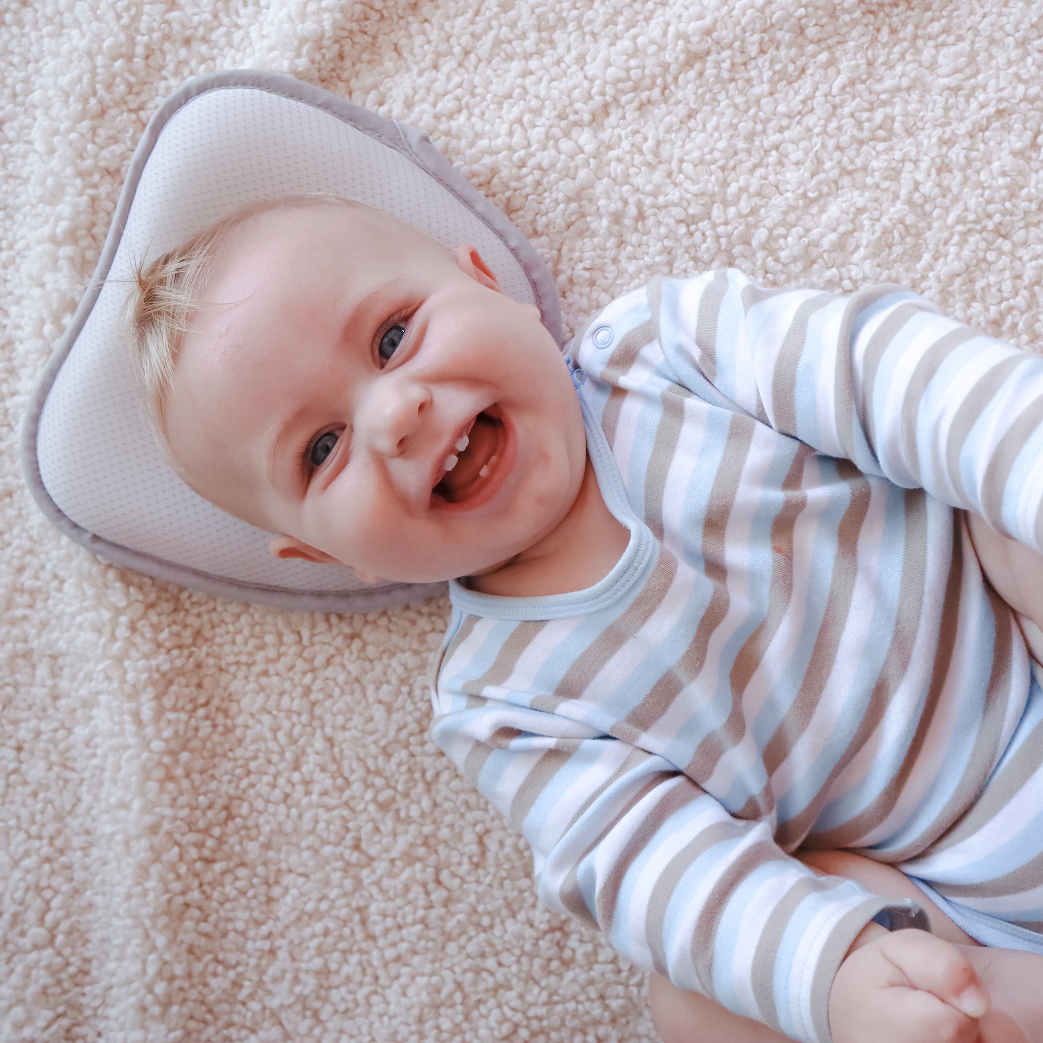 Breathe Easy® Infant Head Support Pillow - Soft Grey Baby Head Rest for Car Seats, Strollers & Safe Sleep - Comfortable & Ergonomic Design for Newborns & Toddlers