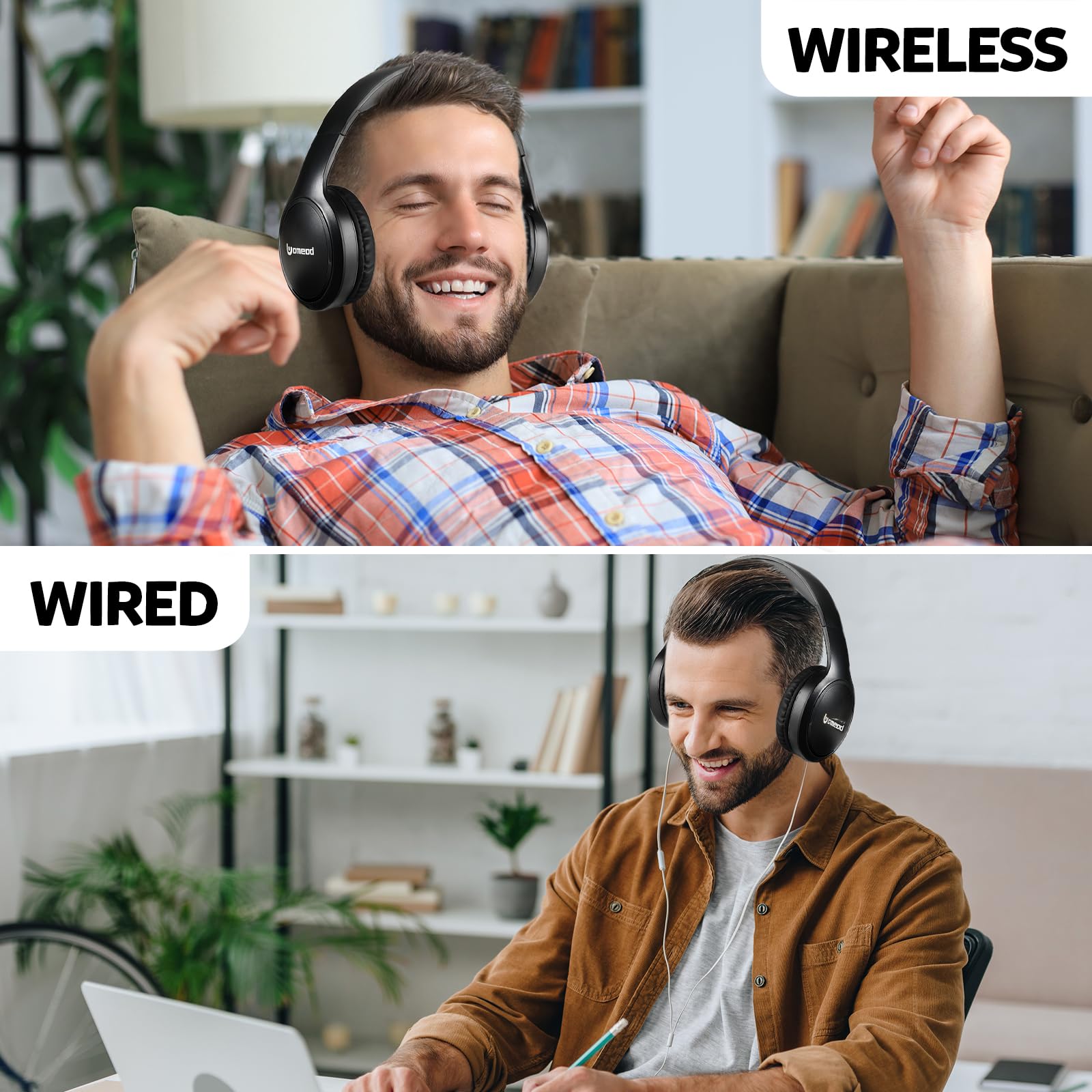 Wireless Bluetooth Over Ear Headphones with 70H Playtime, 3 EQ Modes & Built-in Mic - HiFi Stereo Sound, Deep Bass, Foldable & Lightweight Design for Home, Office, Travel, Gaming & Phone Calls