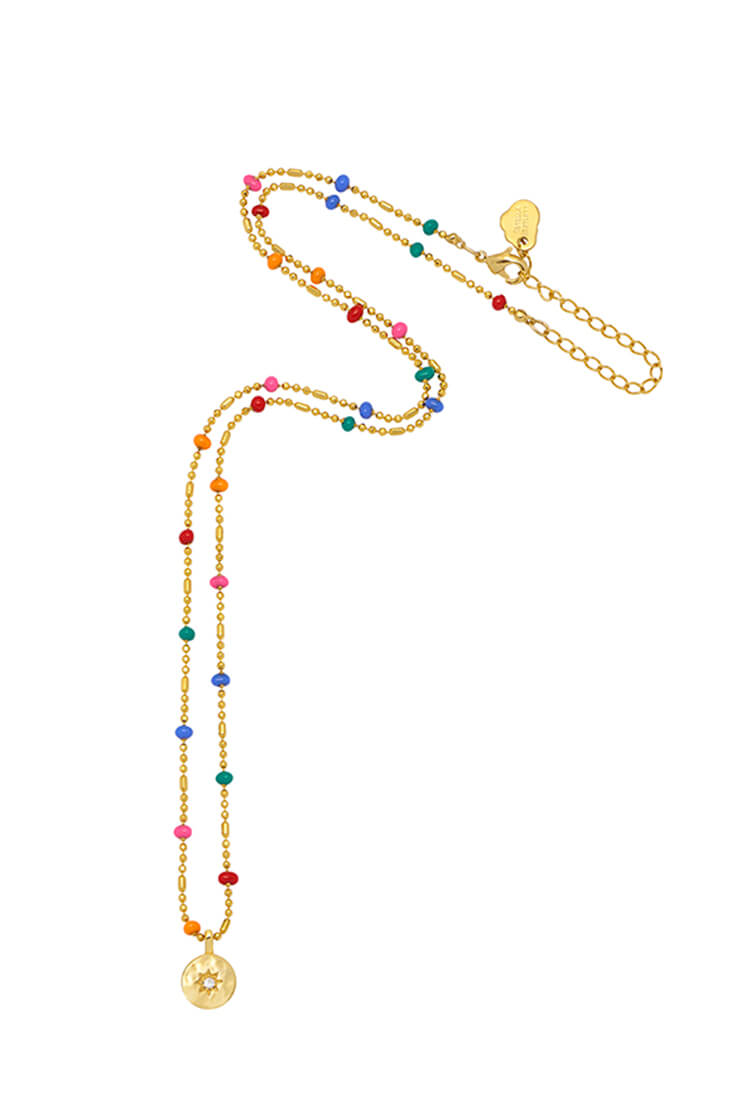 CZ Pendant Rainbow Beaded Necklace for Women - Elegant Bohemian Crystal Jewelry Gift for Birthday, Party & Wedding Accessories