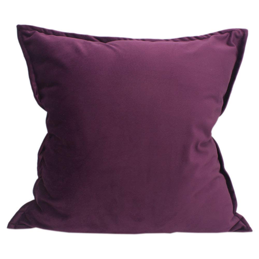 Premium Solid Dark Purple Cushion Cover 60x60cm - Soft Sofa & Waist Pillow Case with Decorative Edge - Perfect for Living Room, Bedroom & Office Decor