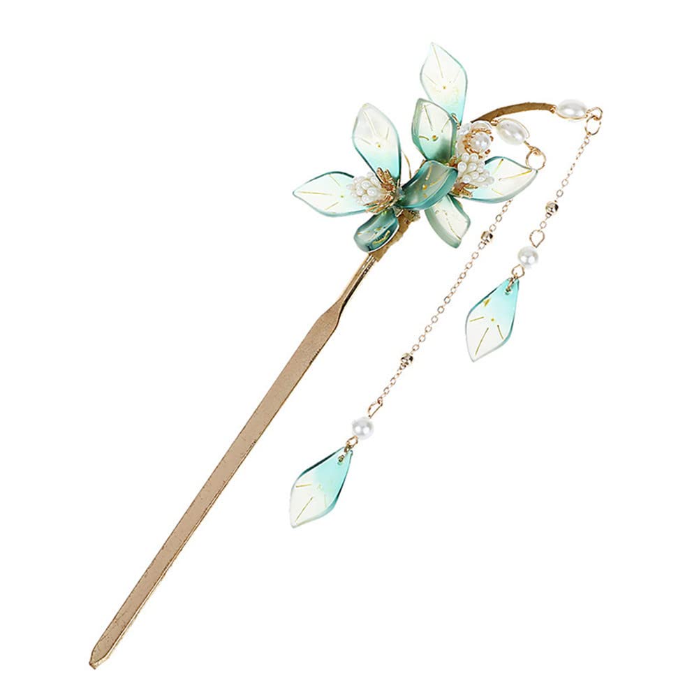 Elegant Pearl Flower Hair Sticks with Tassel - Chinese Hair Chopsticks for Women, Vintage Hair Pins for Bun & Chignon Styling - Perfect for Weddings, Parties & DIY Hair Accessories