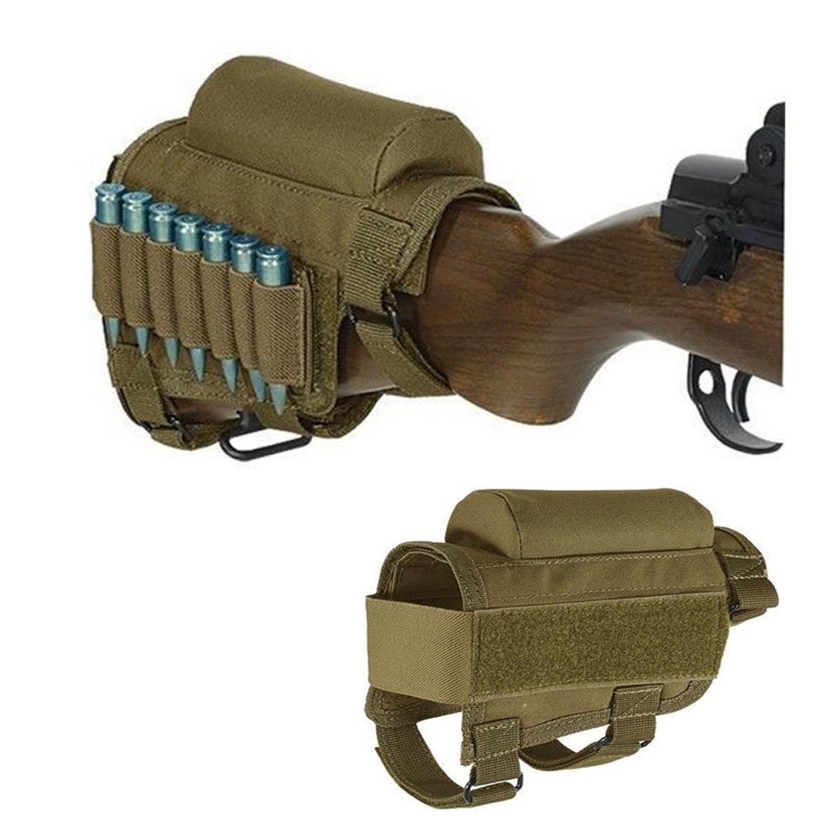 Adjustable Tactical Rifle Buttstock Cheek Rest with Shell Holder Pouch - Includes 7-Round Shell Holder for Hunting, Shooting & Outdoor Adventures - Perfect for Range Days, Hunting Trips & Tactical Training