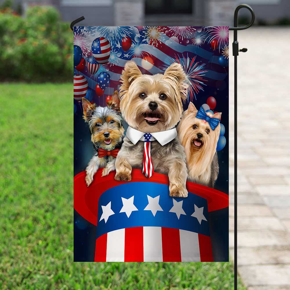 American Flag Patriotic Hat for Yorkshire Terrier Dogs - Outdoor Home Decor, Yard Decoration for 4th of July & Memorial Day Celebrations