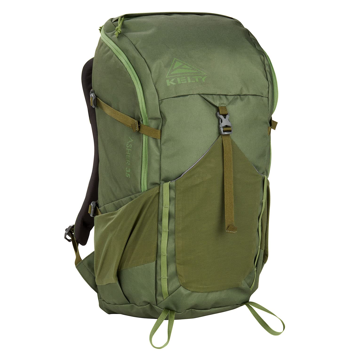 Kelty Asher 35L Day Hiking Backpack - 18-85L Adjustable Capacity, Lightweight Internal Frame Pack for Hiking, Backpacking & Travel - Winter Moss Color (2023 Model) | Perfect for Day Trips, Camping & Outdoor Adventures