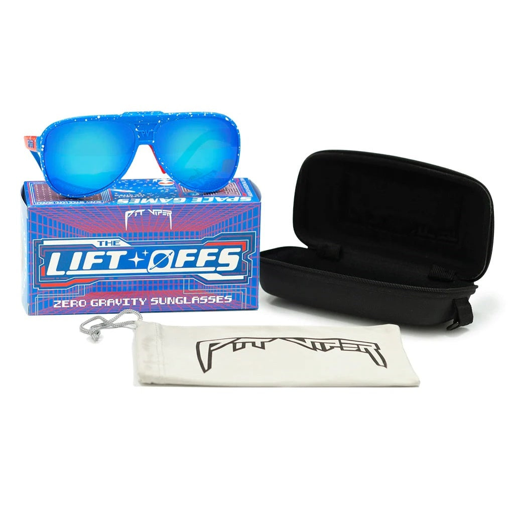 Pit Viper The Lift Offs Blue Ribbon Sunglasses - Polarized Sports & Outdoor Shades for Running, Cycling & Hiking - UV Protection Wrap-Around Frames