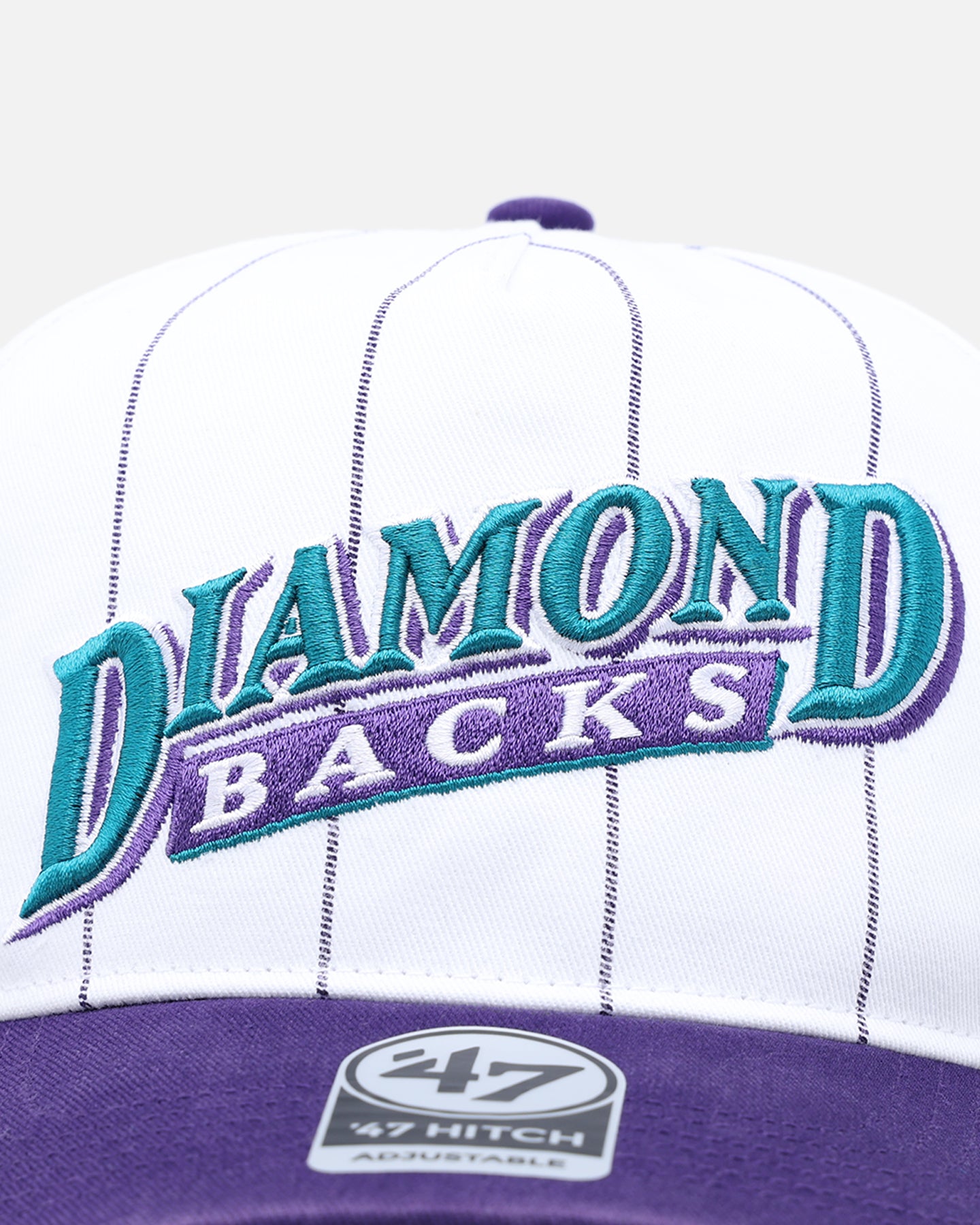 47 Brand Arizona Diamondbacks 'Double Header Pinstripe' Snapback Hat - Adjustable '47 Hitch Back Closure, White Baseball Cap for Men & Women - Perfect for Game Day, Sports Events & Casual Wear