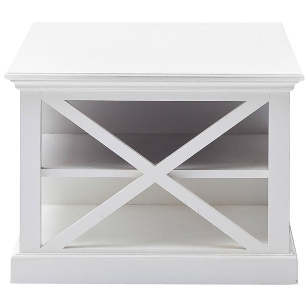 NovaSolo Halifax Pure White Mahogany Wood Coffee Table - Modern Living Room Centerpiece for Home Decor & Entertainment Spaces