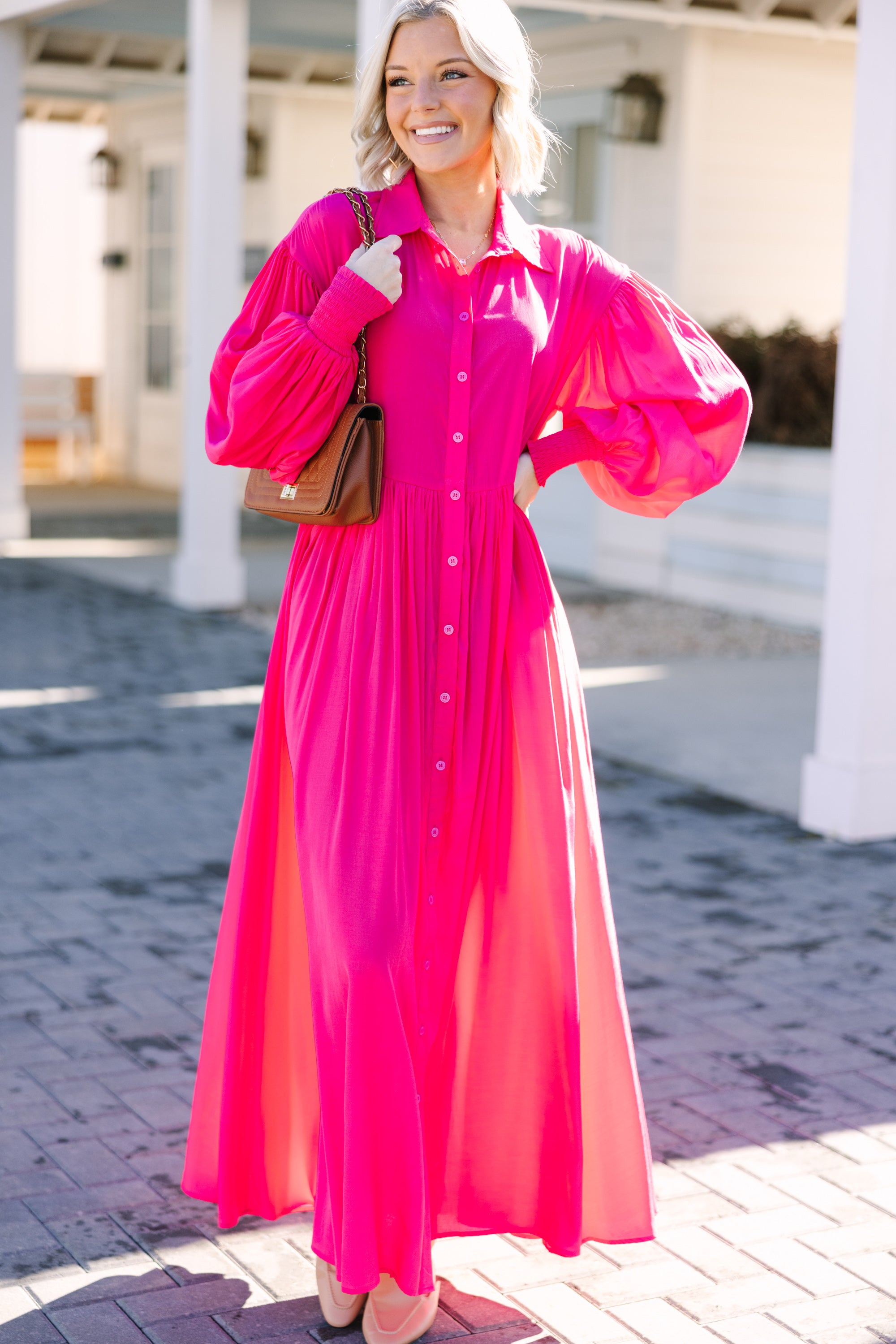 Elegant Pink Maxi Dress for Women - Flowy Long Summer Dress with Side Slits | Perfect for Beach Vacations, Date Nights & Special Occasions