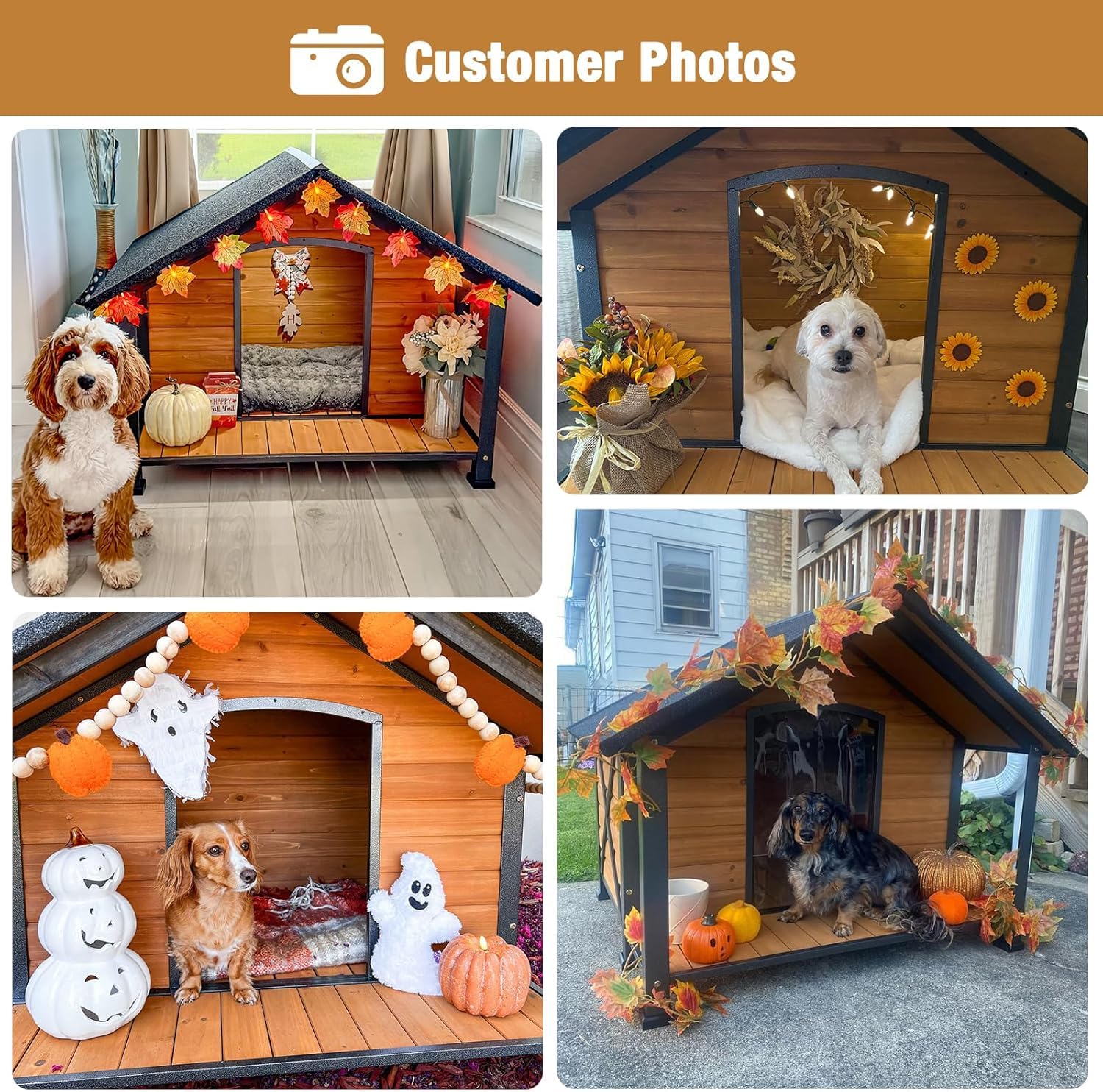 Heated Insulated Outdoor Dog House for Large Dogs - Winter-Proof Kennel with Liner & Sturdy Iron Frame | Perfect for Backyard, Patio & Cold Weather Protection
