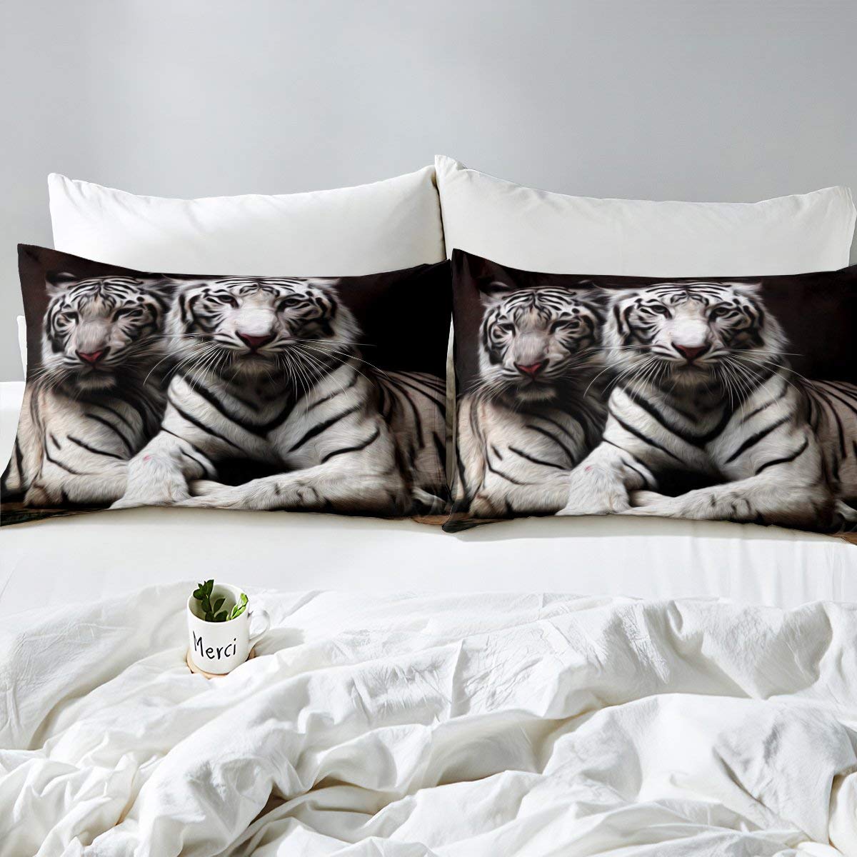 African Safari Animal Print Queen Size Bed Sheet Set - 4 Pcs Tribal Wildlife Bedding with Deep Pocket Fitted Sheet, Flat Sheet & 2 Geometric Pillow Cases | Jungle Theme Room Decor for Kids & Adults Bedroom