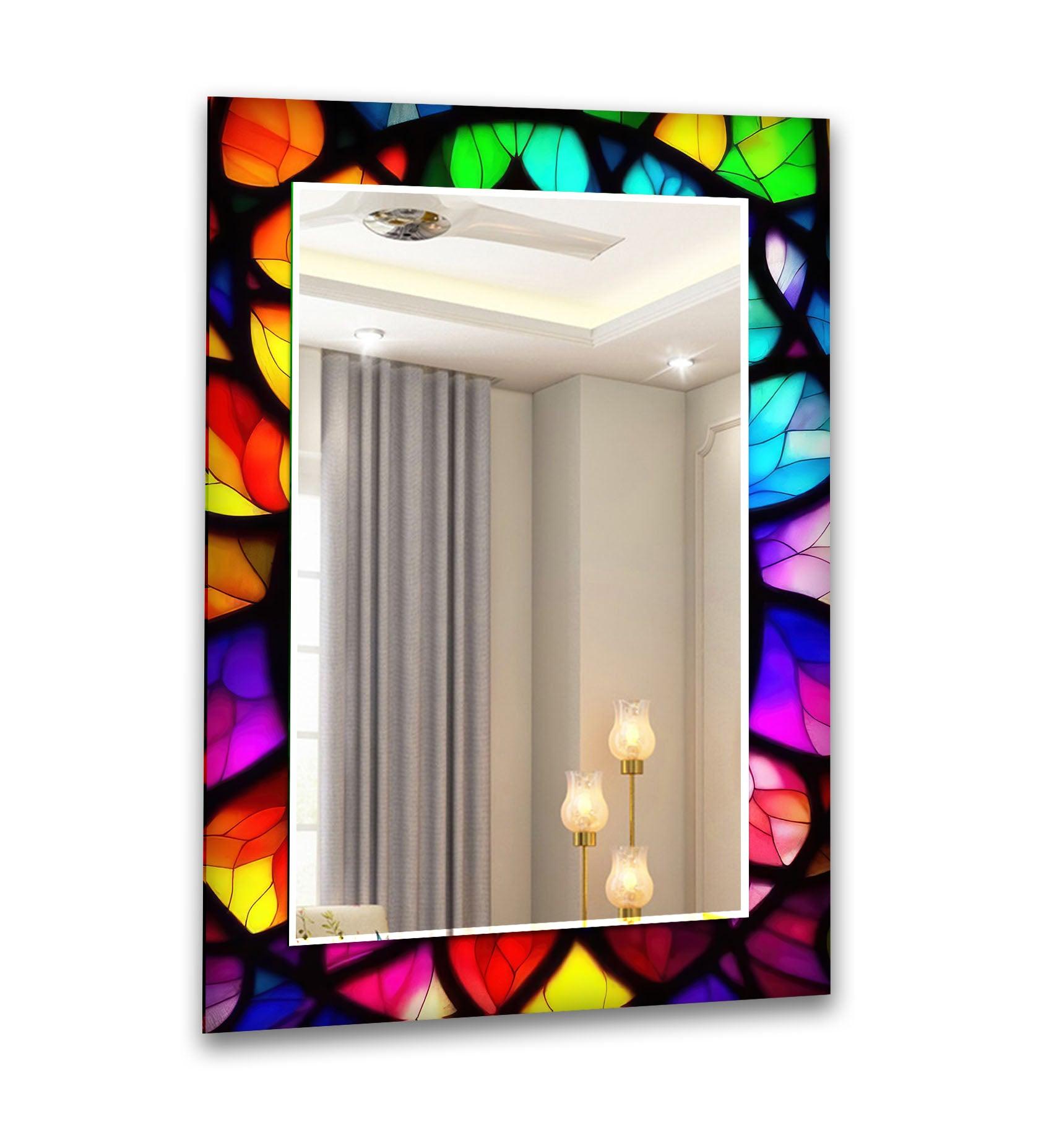 Modern Abstract Wall Mirror with Vibrant Colors - Decorative Home Accent for Living Room, Bedroom & Entryway