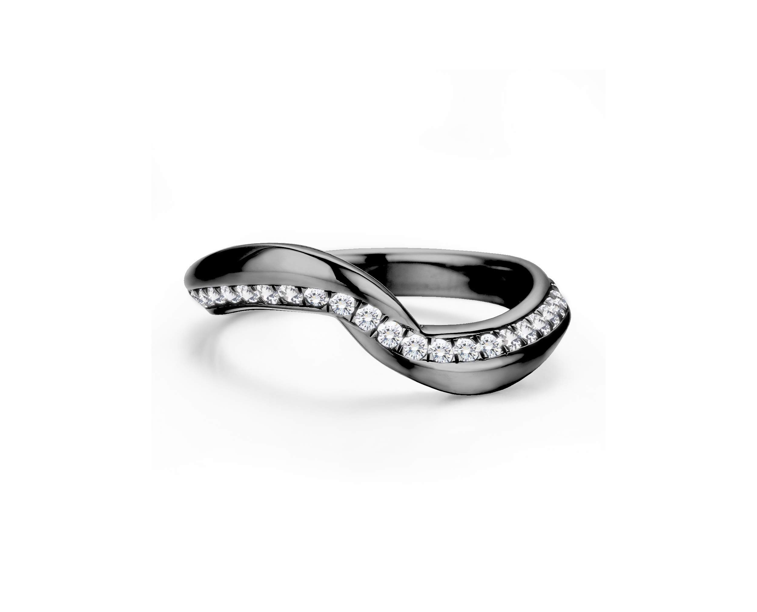 14K Gold Swirl Eternity Ring with Pave Diamonds - April Birthstone Wedding Band & Engagement Ring for Women | Unique Non-Traditional Minimalist Jewelry | Perfect for Anniversaries, Proposals & Special Occasions