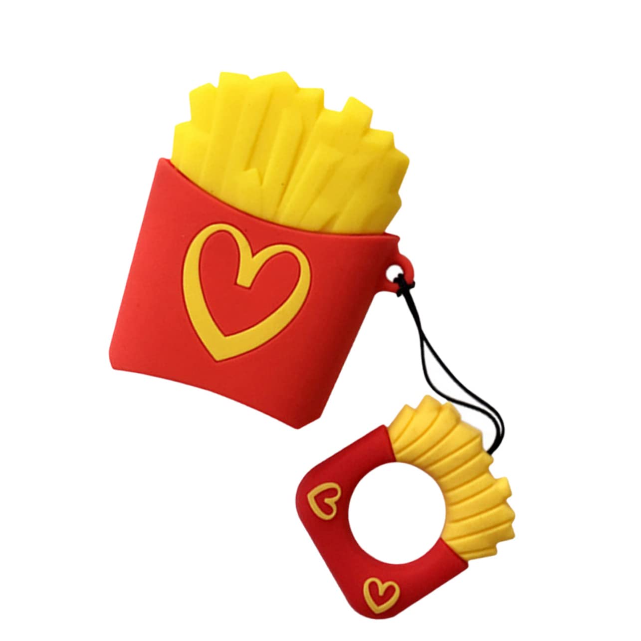 3-Piece French Fries Keychain Headset Cover - Cute Earphone Protector Case for AirPods & Wireless Earbuds - Fun Accessory for Music Lovers & Popcorn Movie Nights