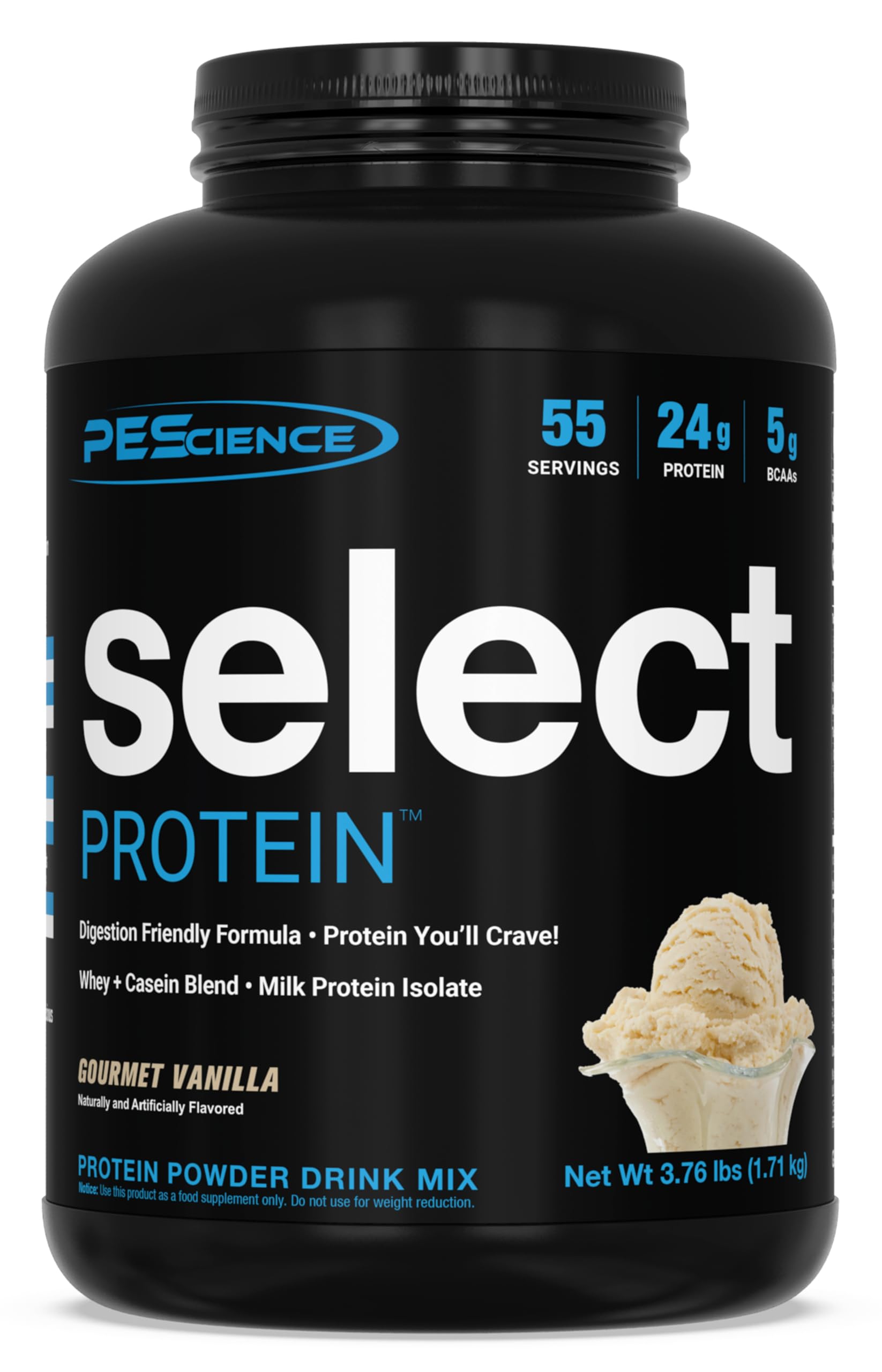 Select Protein Powder – Gourmet Vanilla, 55 Servings | Whey & Casein Blend for Muscle Growth & Recovery | Low Carb, Low Fat, Gluten-Free Protein Powder | Best Tasting Protein for Men & Women | Post-Workout, Meal Replacement & Weight Management