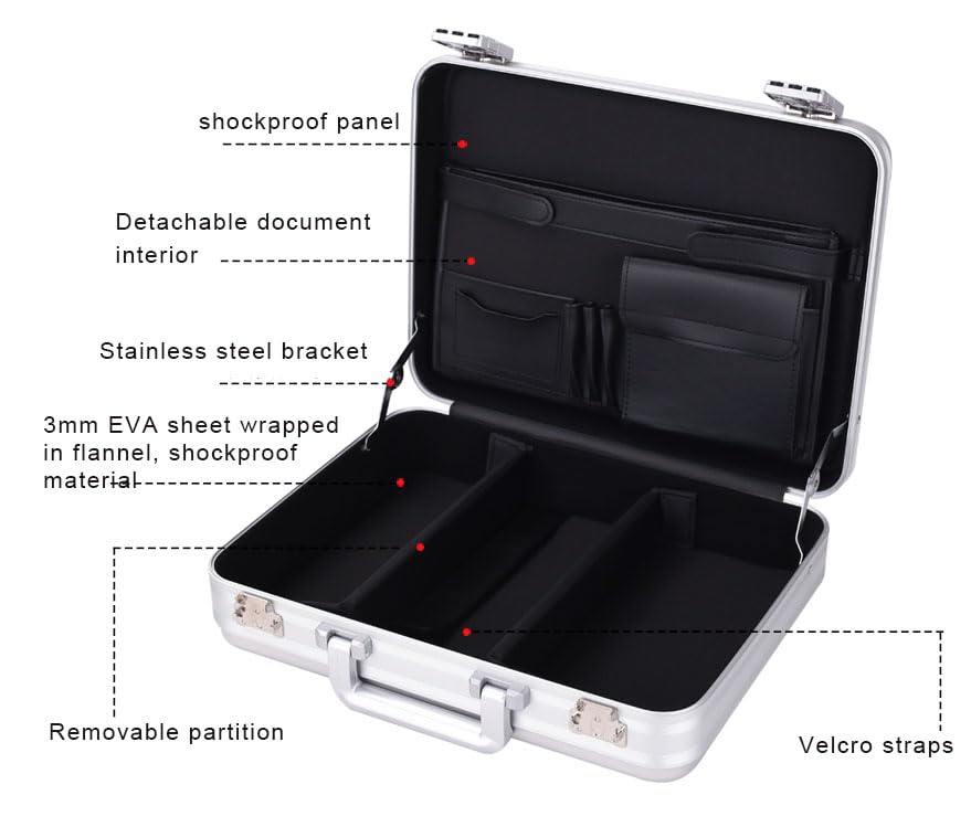 Premium Aluminum Briefcase with TSA Combination Lock - Heavy Duty Metal Tool Case with Customizable Foam Insert for Wine, Jewelry, Watches, Cameras & Equipment - Perfect for Travel, Storage & Professional Use